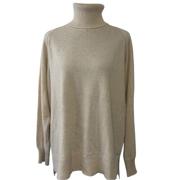Rosetta Getty Mélange Cashmere Turtleneck size XS Sweater in Ecru Oversized - Picture 1 of 10